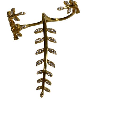 Goldtone Double Ring Adjustable Fern Floral - Picture 5 of 6